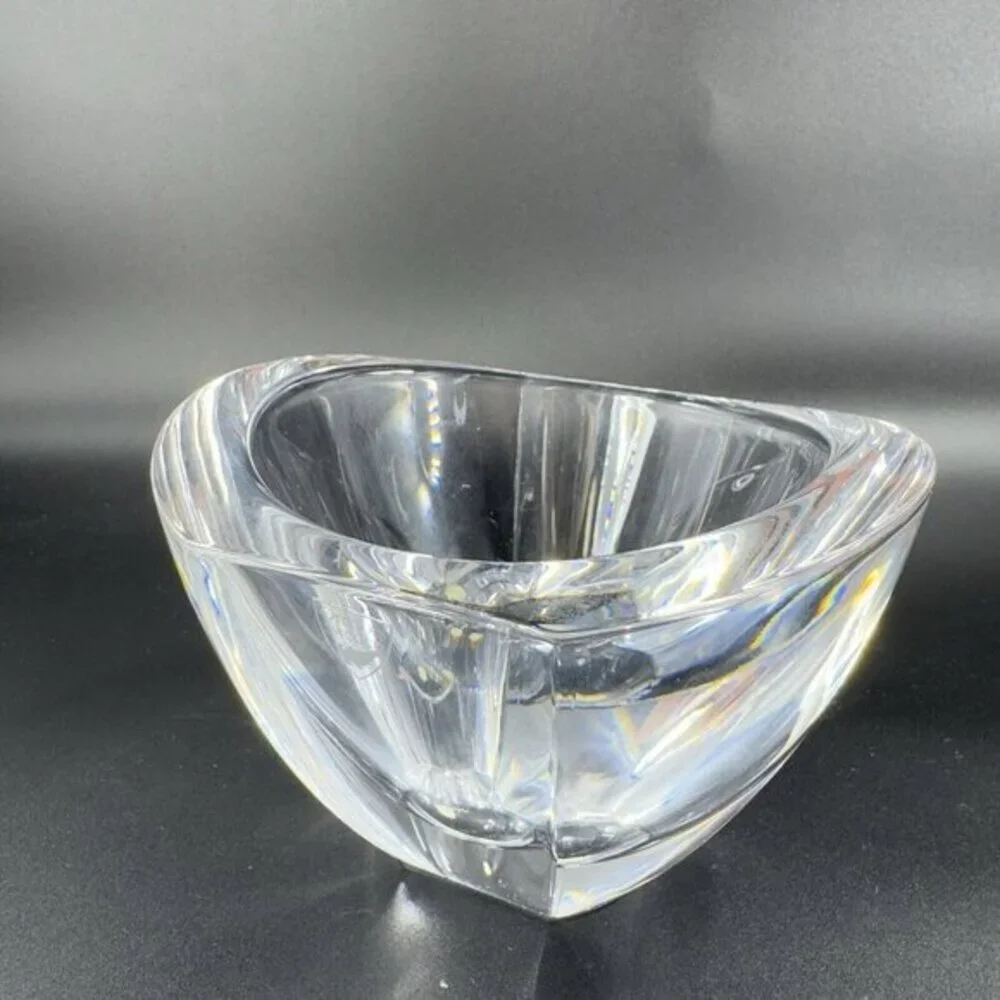 Orrefors Sweden Mirror Crystal Art Deco Bowl Dish Signed Clear Heavy Thick Glass